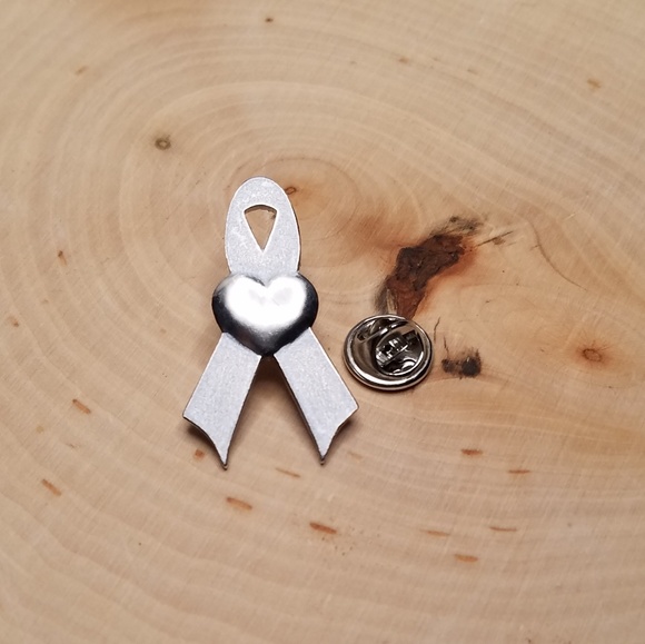 Silver Awareness Ribbon Brain Disabilities Pin - Picture 3 of 5